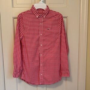 Vineyard Vines Red and White Checkered Kids Button Down Shirt